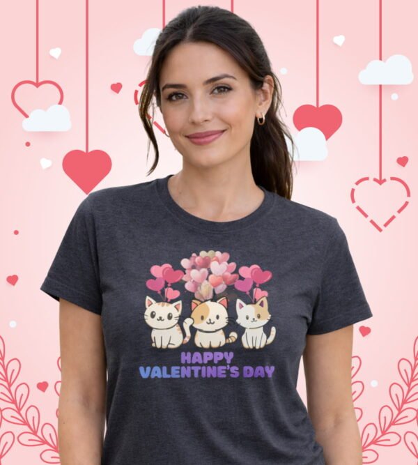 Purr-fectly in Love, Cute Kittens Valentine Tee, Women’s Shirt