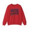 Music Teacher Crewneck Sweatshirt, Vintage Instrument & Musical Notes Design, Thread-style Effect