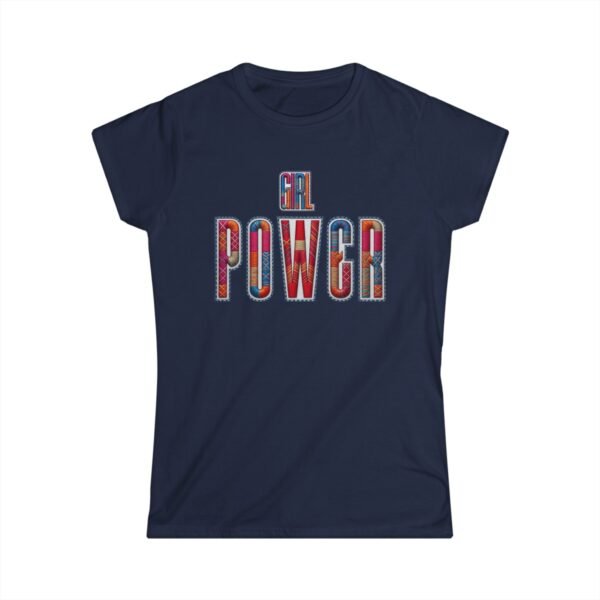 Girl Power Women’s Tee – Wear Your Strength, Share the Energy, Embroidery Style Effect