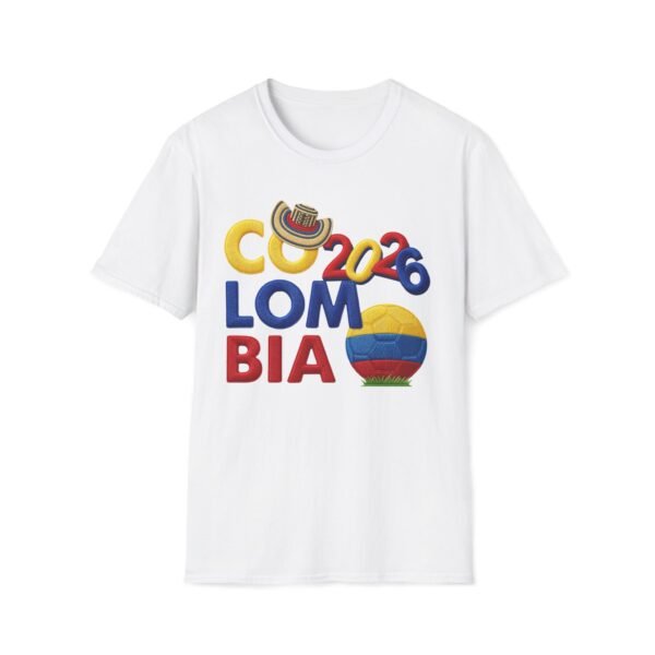Colombia 2026 Soccer Fan T-Shirt,  Colombian Flag Ball Design, Embroidery Style