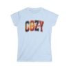 Cozy Season Women's Tee, Retro Fall Vibes Graphic Shirt, Embroidery style effect