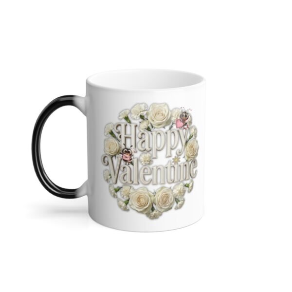 Color-Changing Mug ,Happy Valentine Mug, Vintage Floral 11oz
