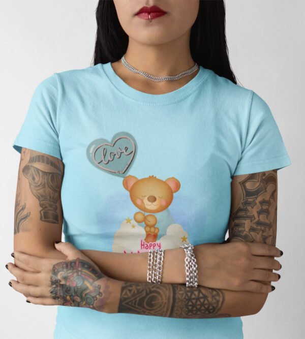 Valentine Bear Tee Cute Happy Valentine’s Day, Women’s T-Shirt