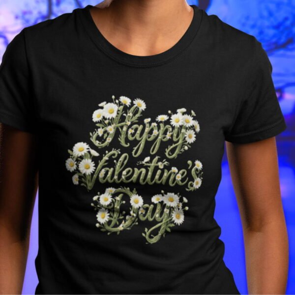 Valentine’s Day Floral T‑Shirt — “Happy Valentine’s Day”