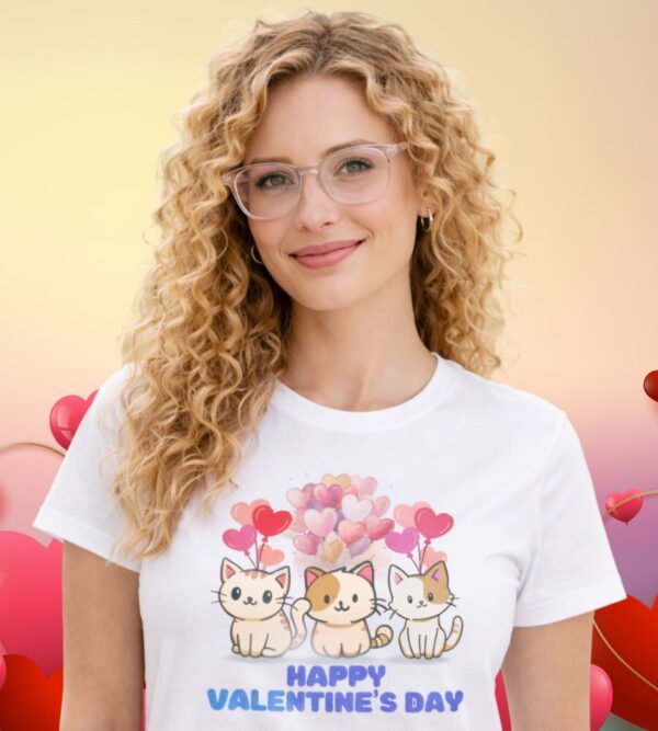Purr-fectly in Love, Cute Kittens Valentine Tee, Women’s Shirt