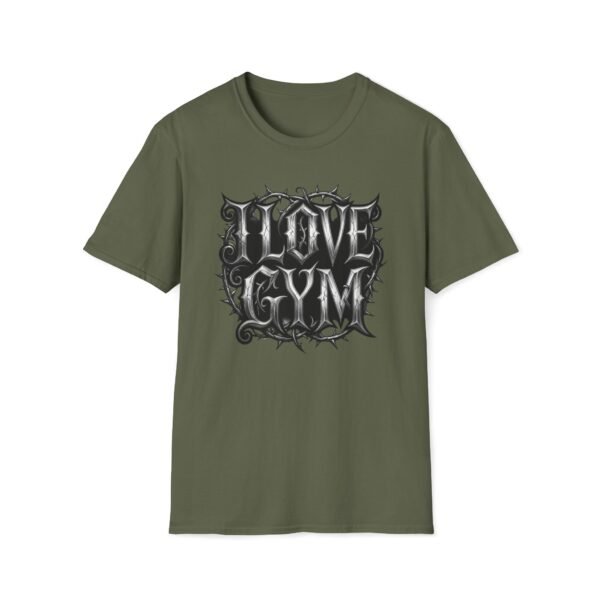 7286579016302982760_2048.jpeg I Love Gym Gothic T-Shirt, Black Thorny Typography Fitness Tee