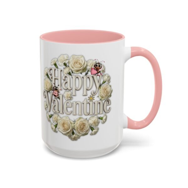 Valentine Mug , Happy Valentine Floral AccentMug, Colorful Coffee Mugs (11/15oz)