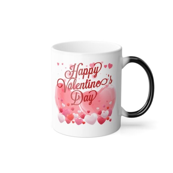 Color-Changing Mug, Cute Pink Heart Valentine’s Day Design (11oz)