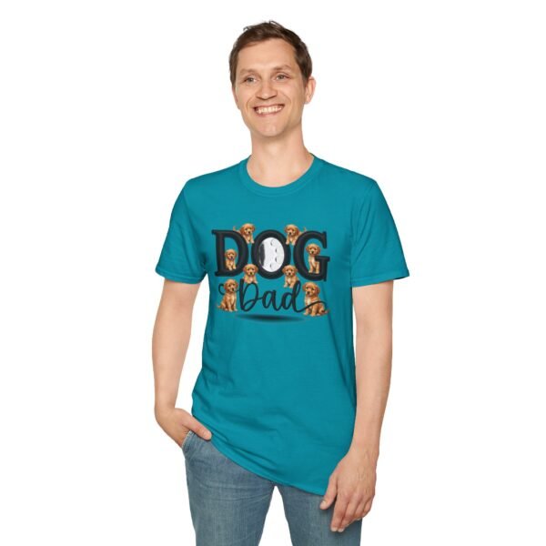 Dog Dad T-Shirt, Cute Puppy Graphic Tee for Dog Lovers, Embroidery Style Effect