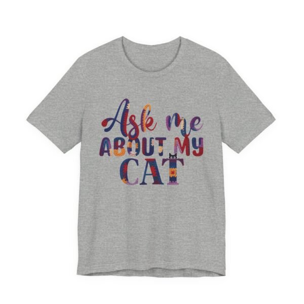 Ask Me About My Cat T‑Shirt, Funny Cat Lover Tee, Crochet Effect