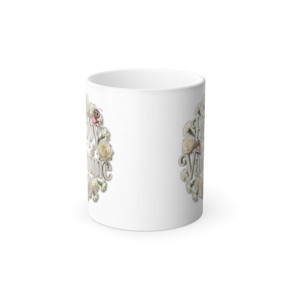 Color-Changing Mug ,Happy Valentine Mug, Vintage Floral 11oz