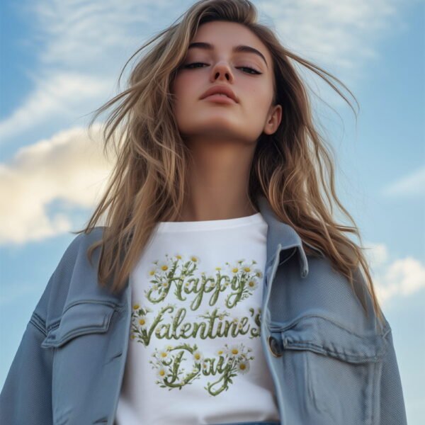 Valentine’s Day Floral T‑Shirt — “Happy Valentine’s Day”
