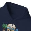 Beach Vibes Only, Skull Surf Hoodie With Attitude Embroidery Style Effect