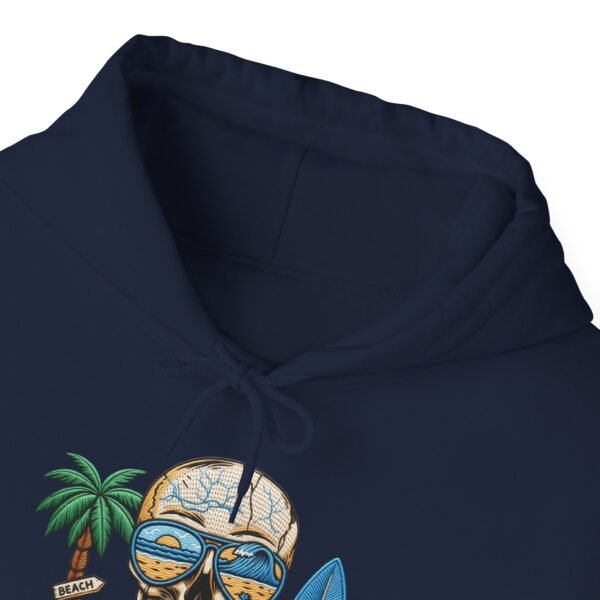 Beach Vibes Only, Skull Surf Hoodie With Attitude Embroidery Style Effect