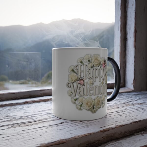 Color-Changing Mug ,Happy Valentine Mug, Vintage Floral 11oz