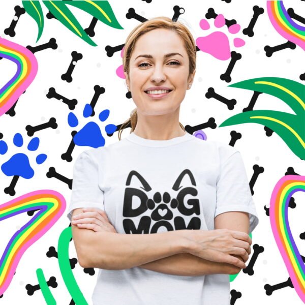 Dog Mom T-Shirt, Cute Paw Heart Graphic Tee for Dog Lovers