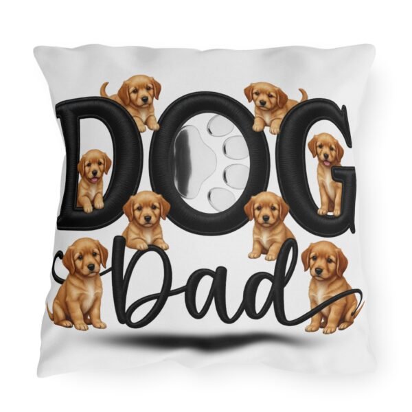 Dog Dad Outdoor Pillow, Cute Puppy Paw Print Accent for Porch & Patio, Father's Day Gift, Embroidery Style Effect
