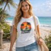 Retro Palm Tree Sunset Women’s Tee, Summer Surf & Beach Graphic T-Shirt Retro Palm Tree Sunset Women’s Tee, Summer Surf & Beach Graphic T-Shirt