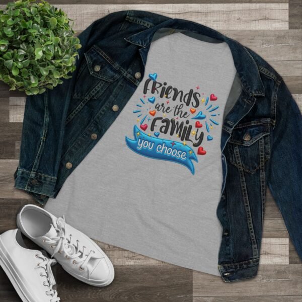 💖 Chosen Family Tee, Women’s Cotton Tee, Because Friends Are Everything (Embroidered Effect Design)