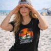 Retro Palm Tree Sunset Women’s Tee, Summer Surf & Beach Graphic T-Shirt Retro Palm Tree Sunset Women’s Tee, Summer Surf & Beach Graphic T-Shirt
