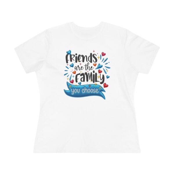 💖 Chosen Family Tee, Women’s Cotton Tee, Because Friends Are Everything (Embroidered Effect Design)