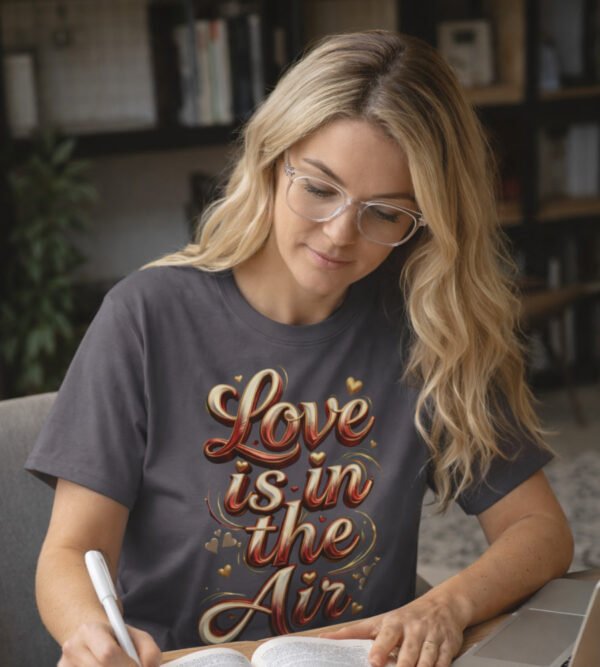 Love Is in the Air Tee, Romantic Valentine’s Day Graphic Shirt, Women’s Tee