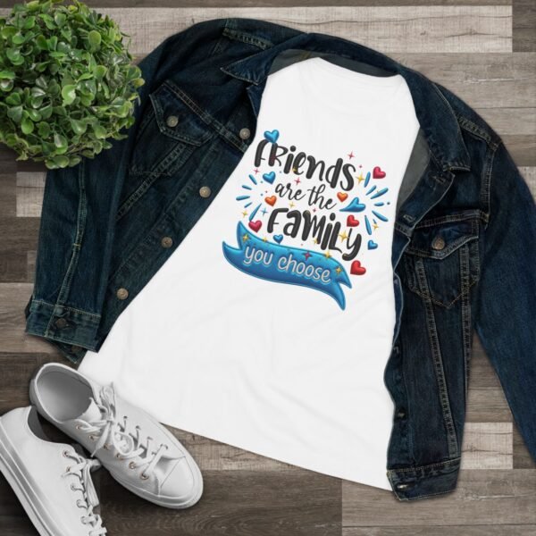 💖 Chosen Family Tee, Women’s Cotton Tee, Because Friends Are Everything (Embroidered Effect Design)