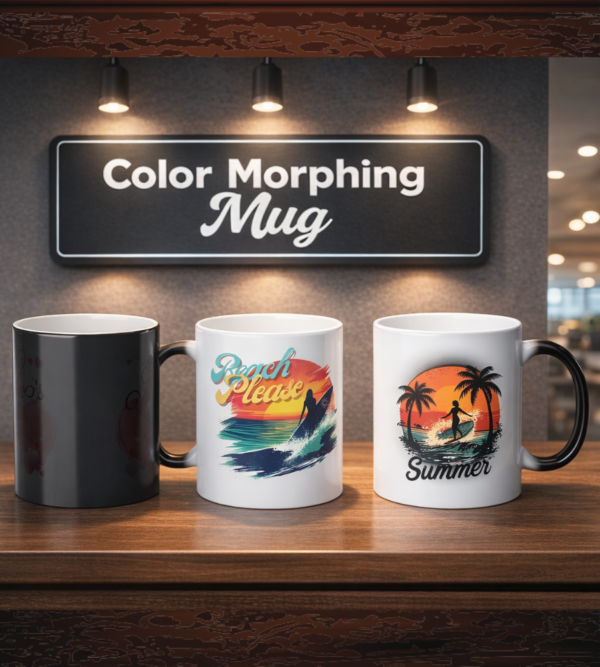 summer (1) Color Morphing Mug, Tropical Surf Heat-Activated Coffee Cup, Two different designs!!!